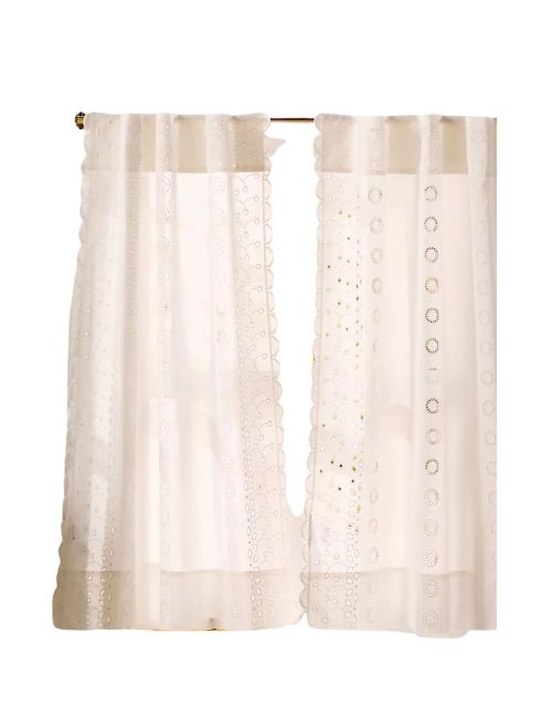 Sigrid Cotton Embroidered Scalloped Cafe Curtain