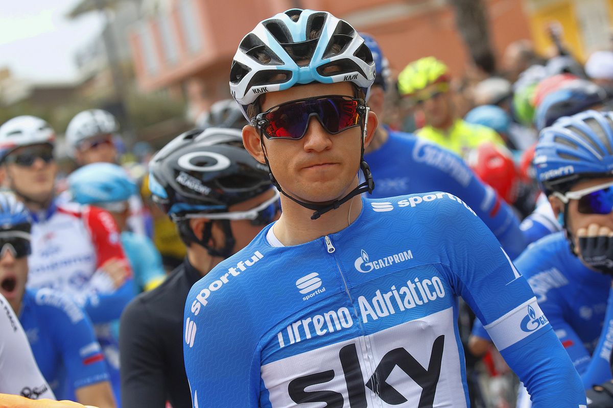 Michal Kwiatkowski (Team Sky) in the leader's jersey in Tirreno-Adriatico