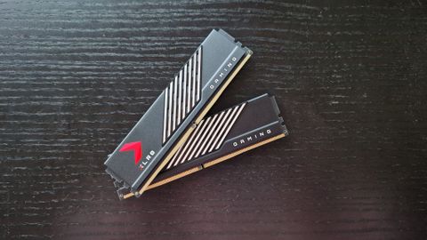 PNY XLR8 DDR5 RAM hero image showing both modules on a desk