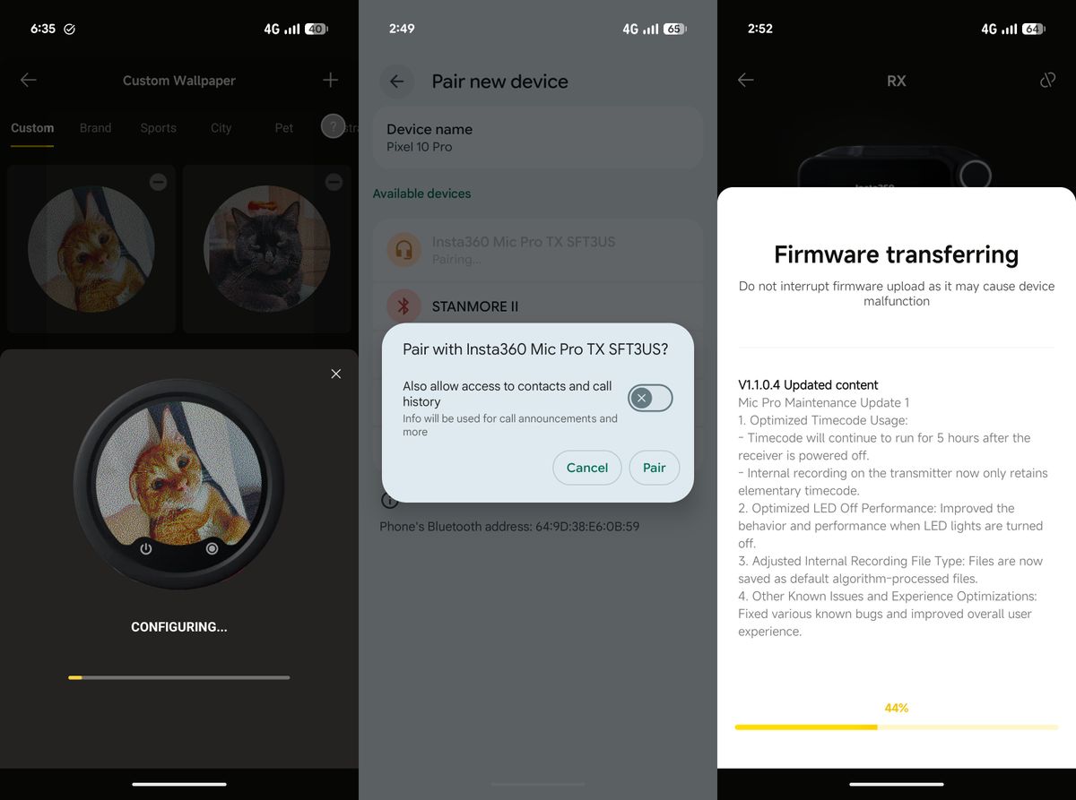 Insta360 Mic Pro app screenshots