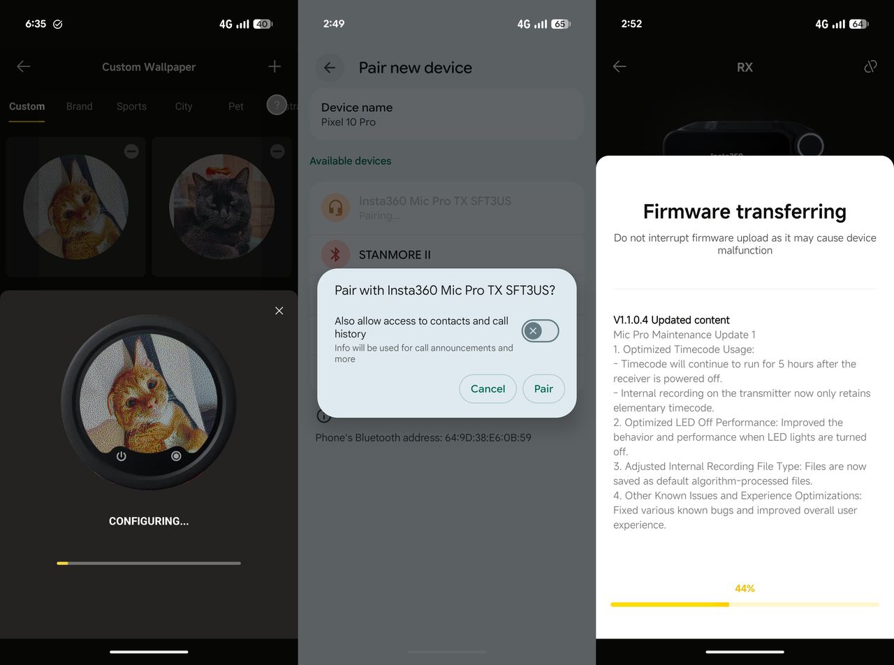 Insta360 Mic Pro app screenshots