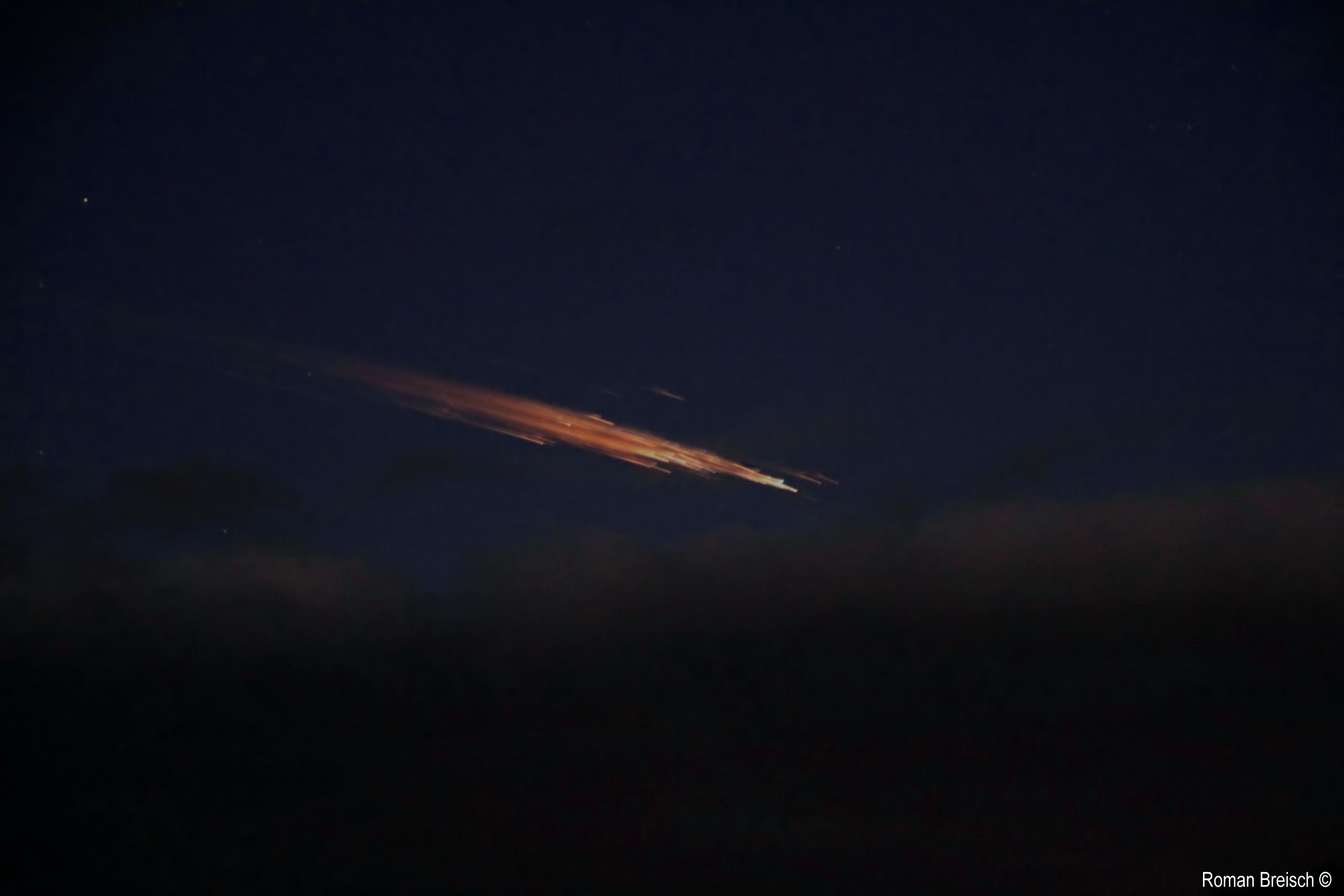 Astrophotographer Roman Breisch snapped this photo of a fireball created by a re-entering Russian rocket stage over Germany on Dec. 24, 2011.