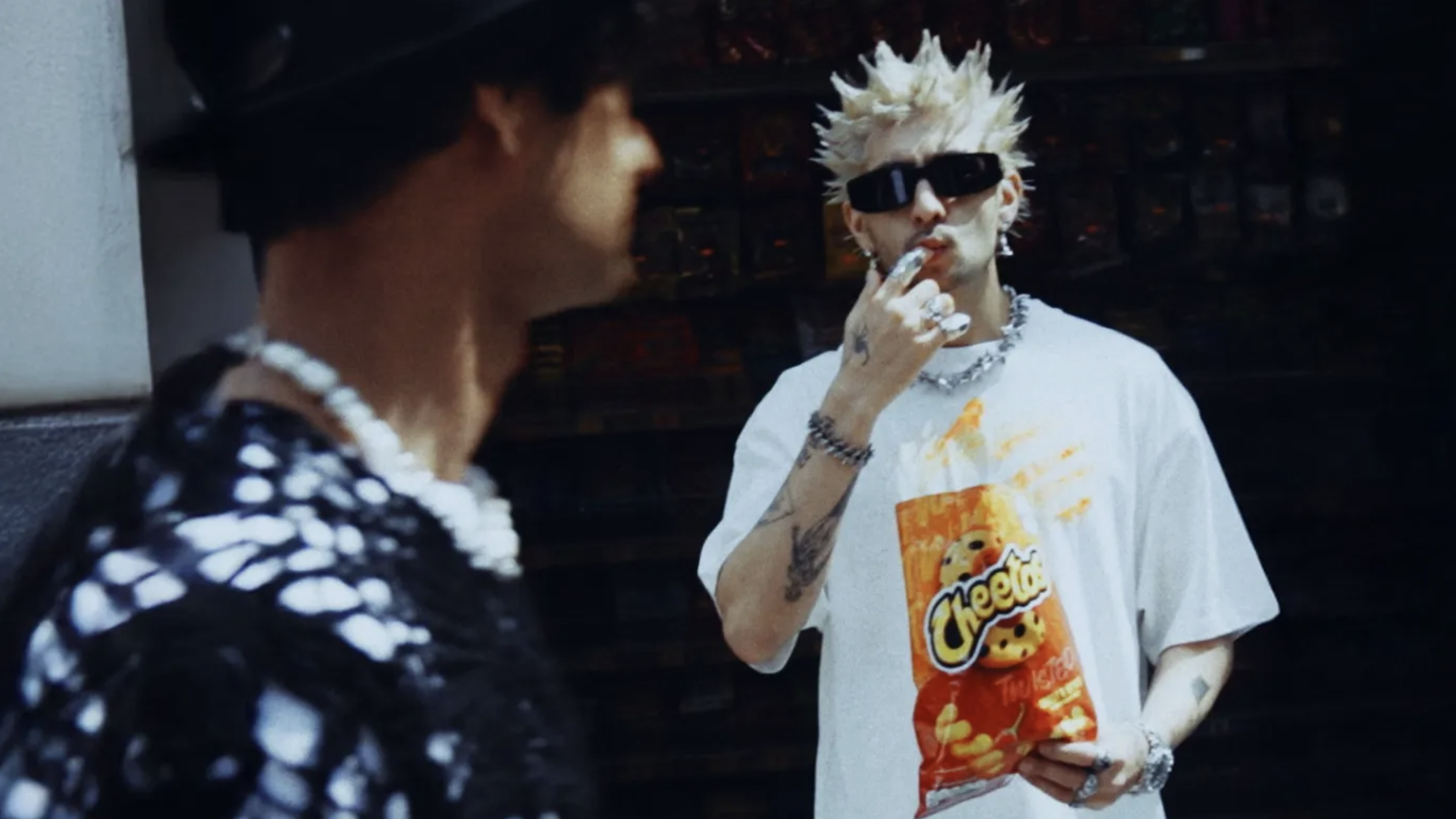 cheetos advert man eating cheetos