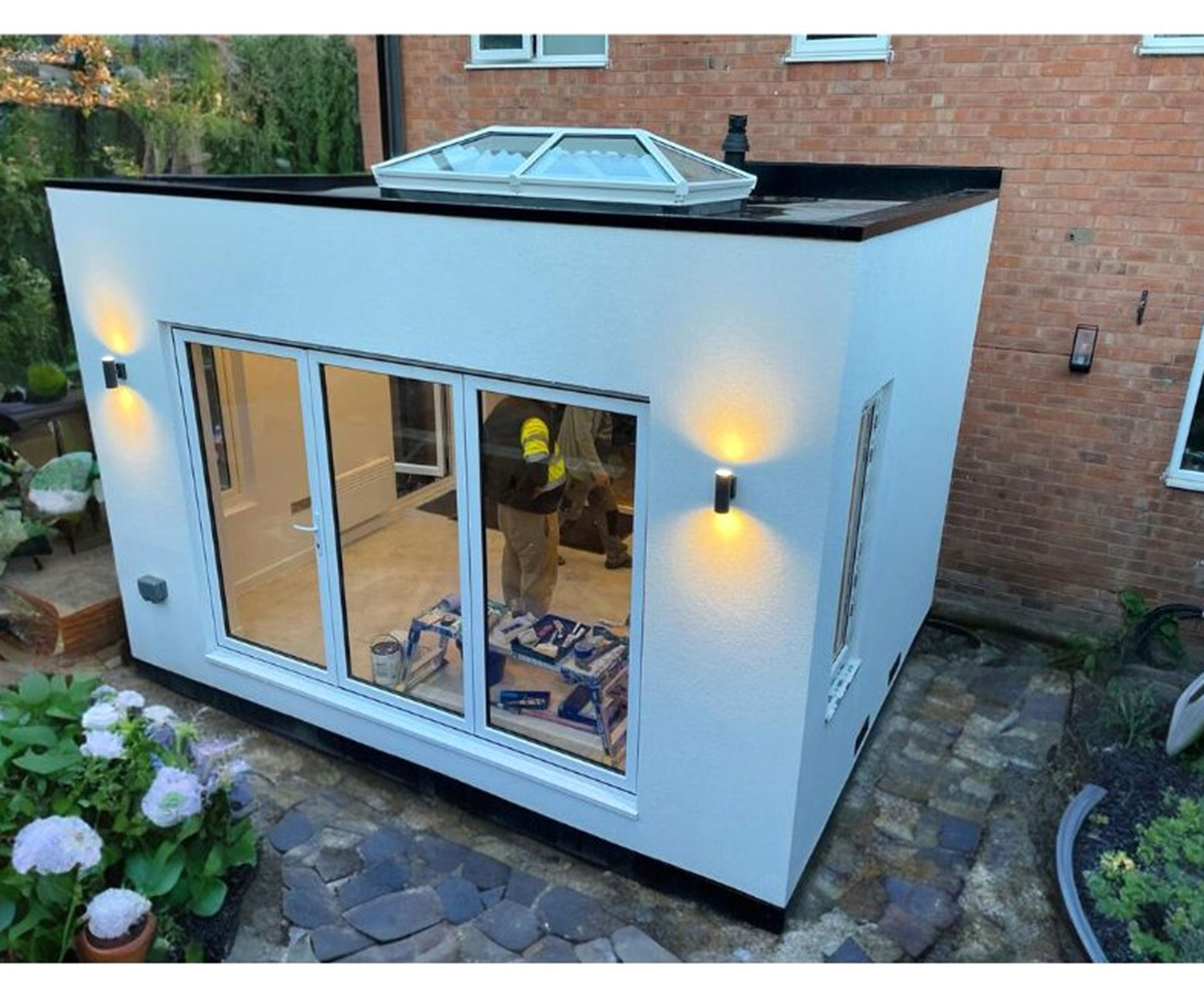 white render clad prefab extension