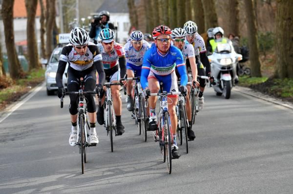 French champion Thomas Voeckler (Europcar) was active during Kuurne-Brussel-Kuurne.
