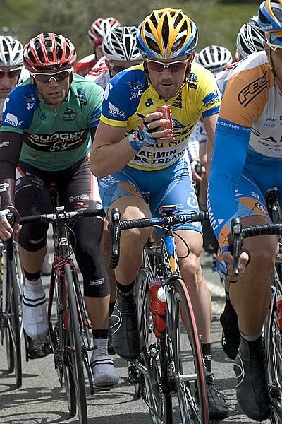Chris Sutton (left) of Garmin Slipstream and Fly V Australia's Jonathan Cantwell were sticking close by during stage four.
