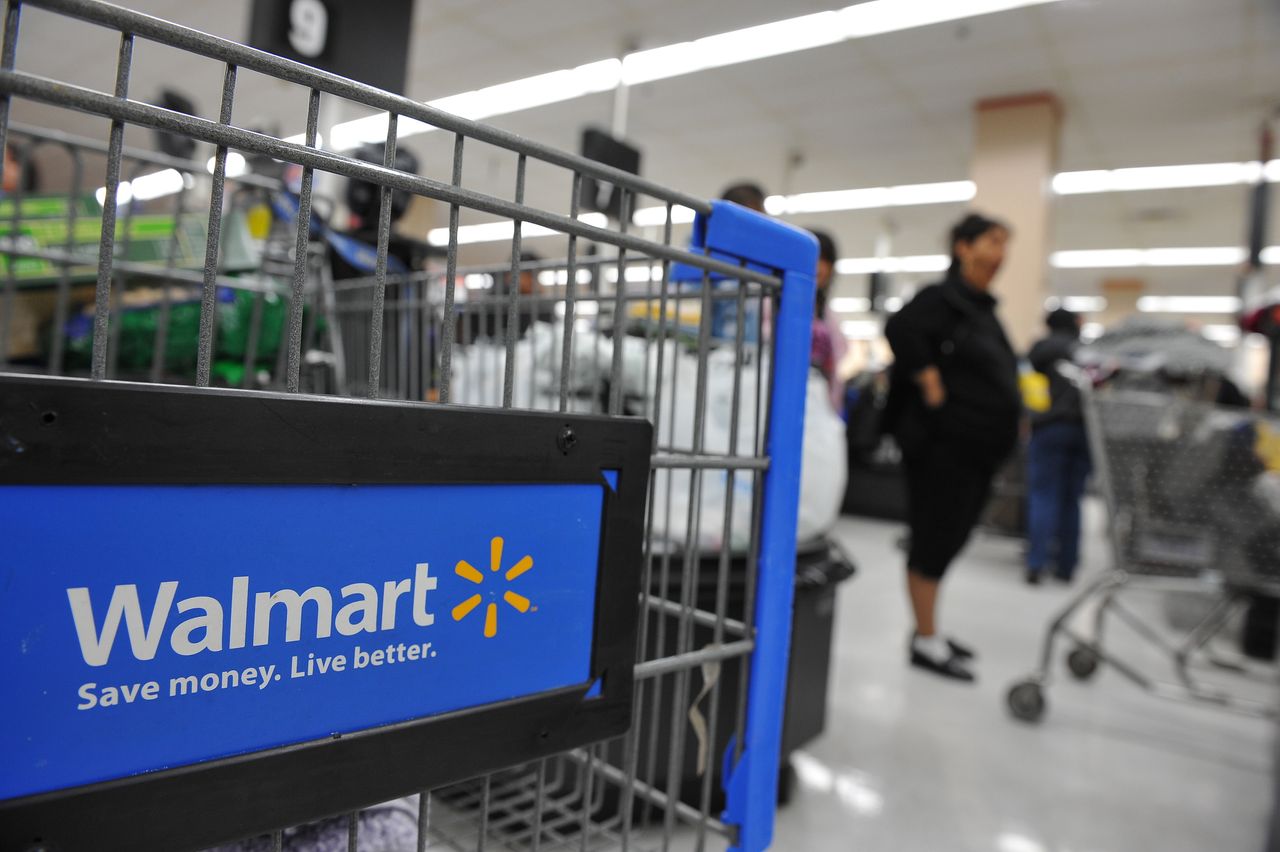 A Walmart shopping cart.