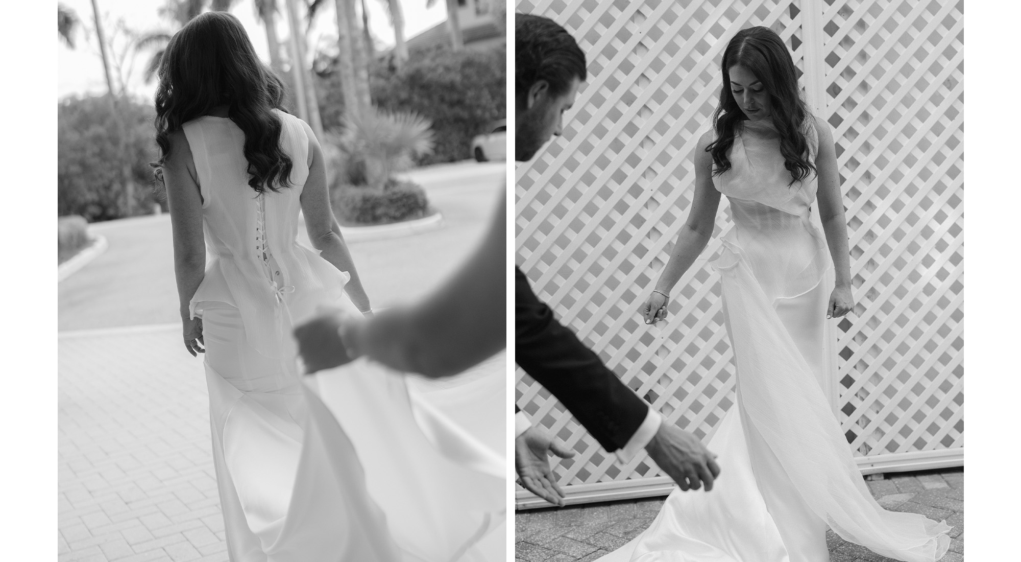 Collage of Kelli Orihuela in her wedding dress.