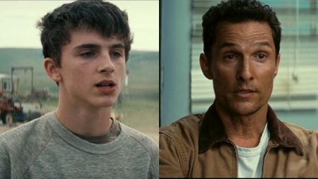 From left to right: A side-by-side of Timoth&eacute;e Chalamet and Matthew McConaughey in Interstellar