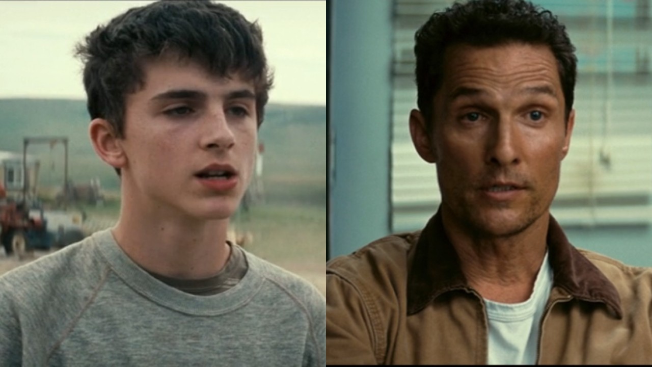 From left to right: A side-by-side of Timothée Chalamet and Matthew McConaughey in Interstellar