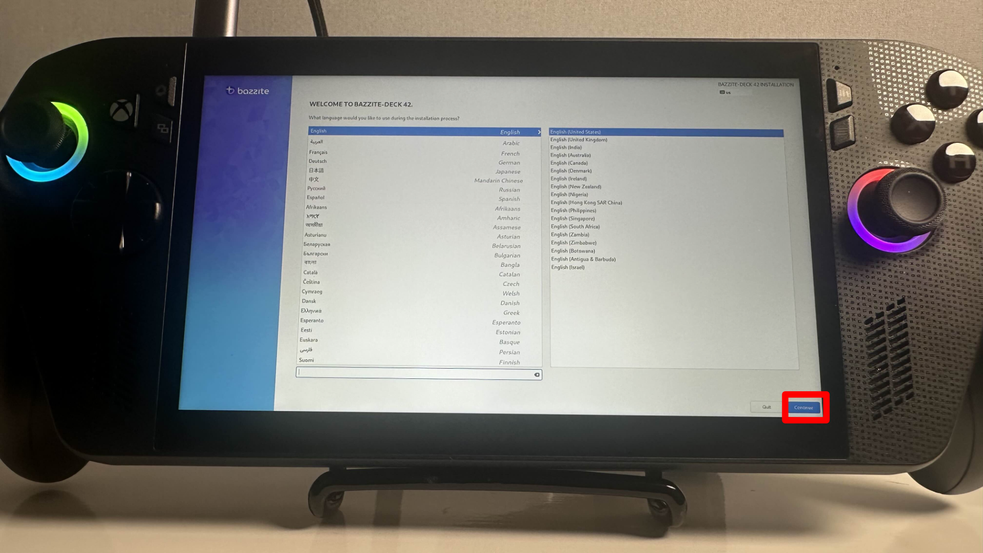 Bazzite install process