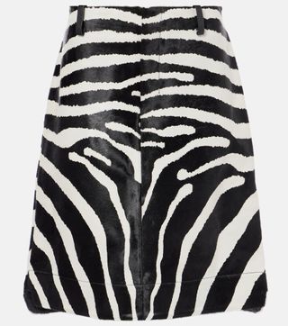 Tozzi Zebra-Print Calf Hair Midi Skirt