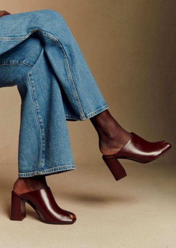 Bruna Mules - Glossy Burgundy - Bovine Leather - S&amp;eacute;zane