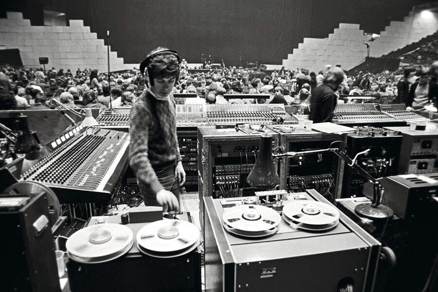 The mixing desk at a The Wall tour show