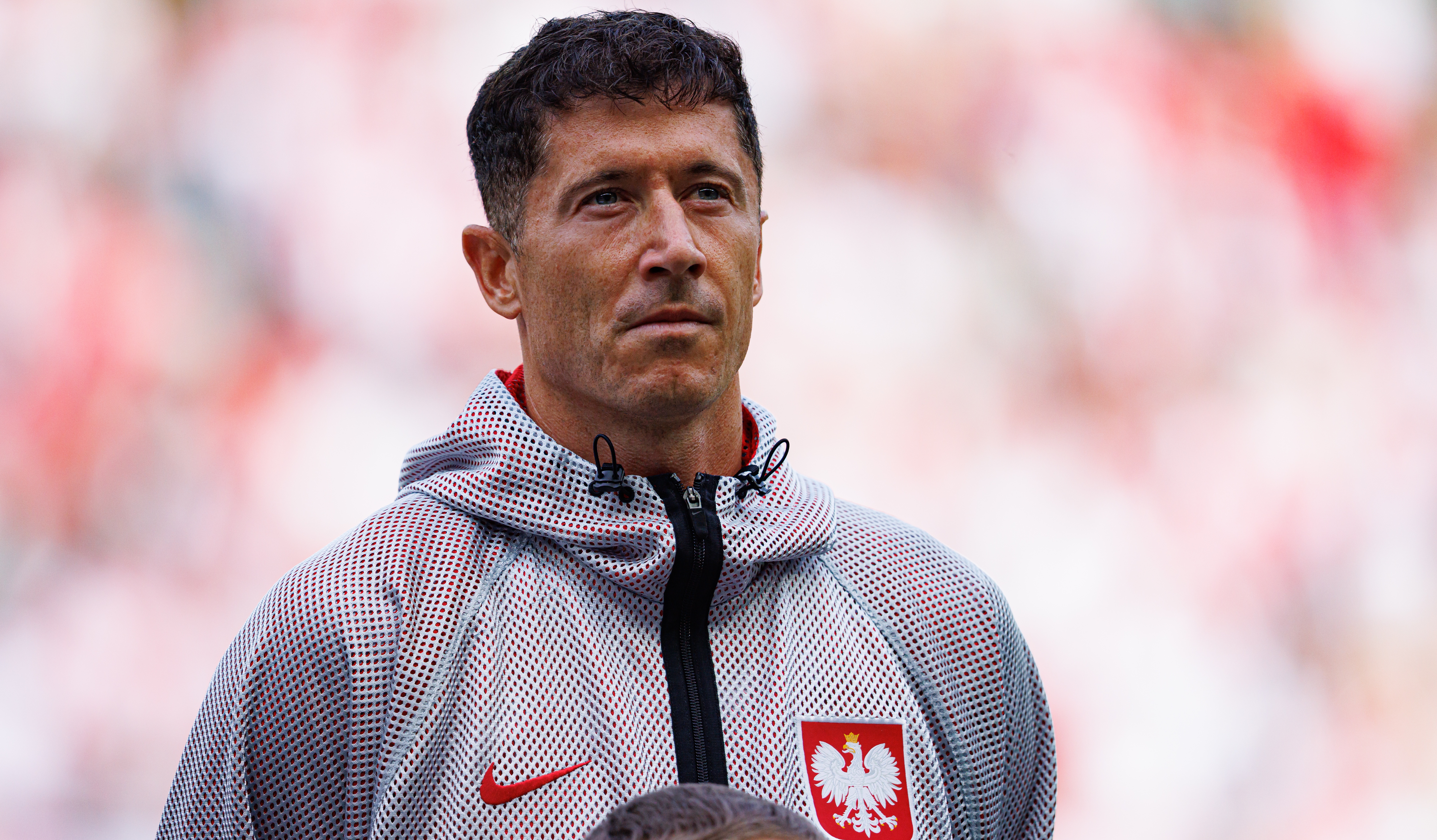 Robert Lewandowski of Poland walks into the pitch prior to the international friendly match between Poland and Ukraine at Tarczynski Arena