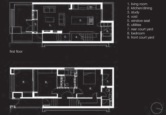 The bedrooms on the ground floor, and the main living areas on the home's first floor