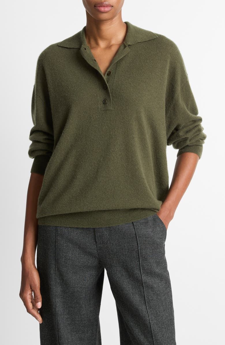 Cashmere &amp; Silk Polo Sweater