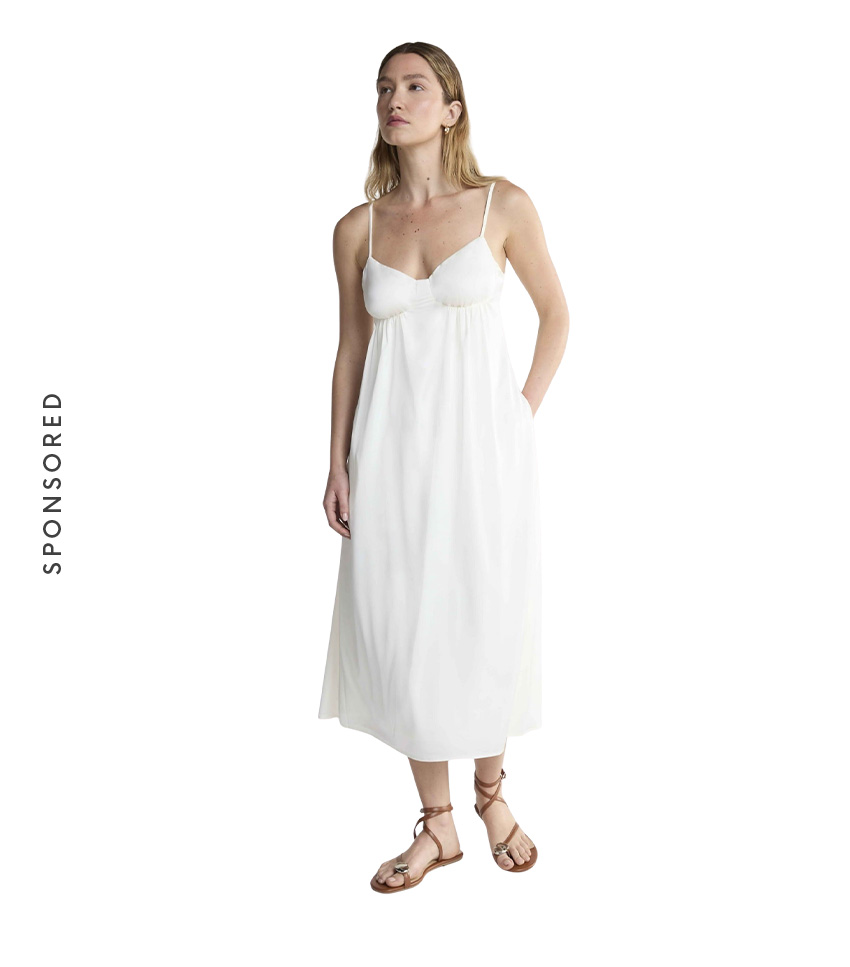 Scoop, Satin Ruched Maxi Slip Dress