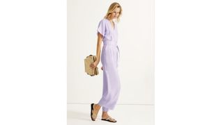 M&S Belted Short Sleeve Wide Leg Jumpsuit