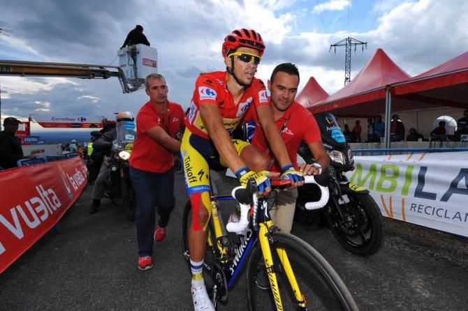 Albertro Contador (Tinkoff-Saxo) holds onto the overall race lead