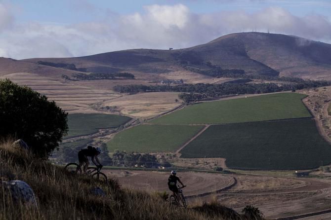 Riders during the prologue