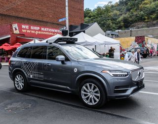 A self-driving Uber car in Pittsburgh, where Uber is also testing autonomous vehicles. (Credit: steve52/Shutterstock)