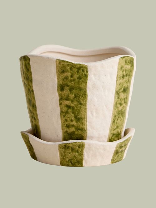 Striped Textured Ceramic Planter