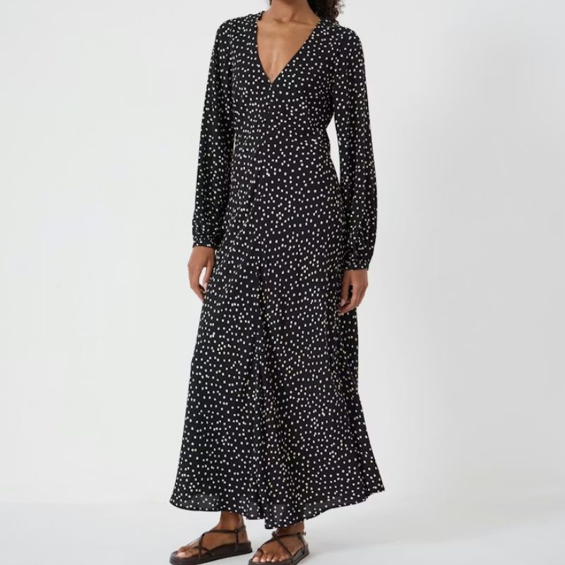 Hush, black polka dot maxi dress