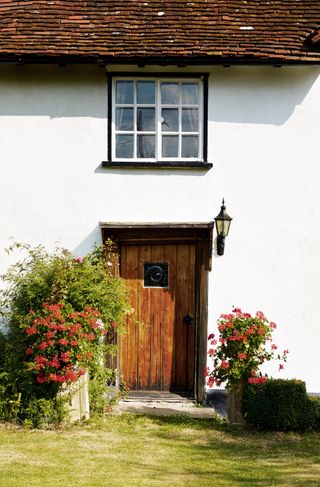 exterior of house with wooden front door