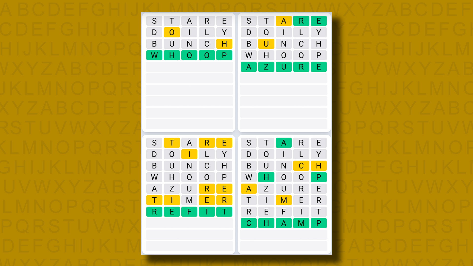 Quordle Daily Sequence answers for game 846 on a yellow background