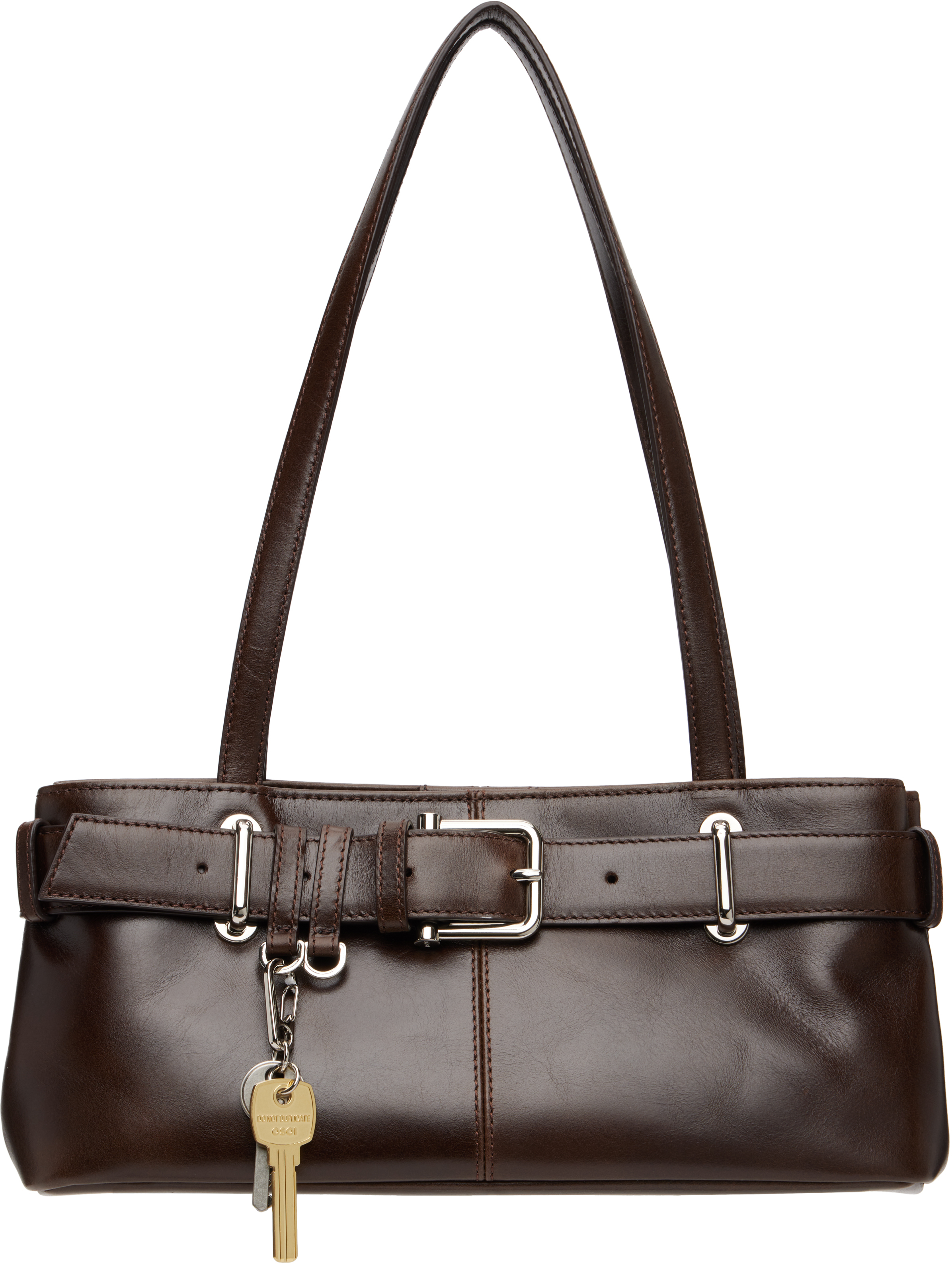 Brown Shoulder Brocle Mini Bag