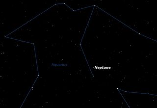 This sky map shows the location of the planet Neptune on Aug. 22, 2011. Neptune will be at opposition and can be spotted in small telescopes.