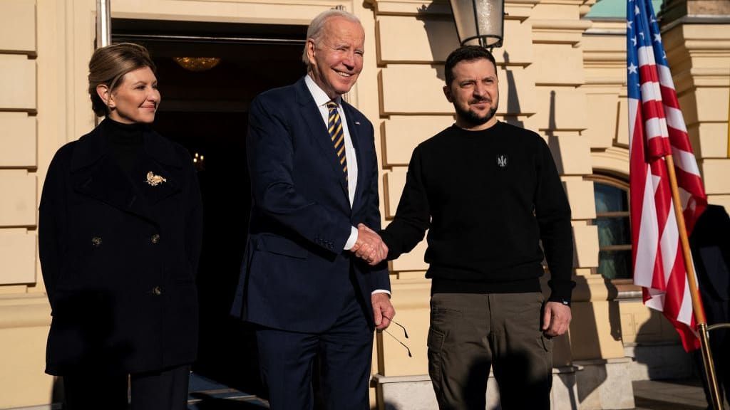 President Biden and Ukrainian President Volodymyr Zelensky in Kyiv.