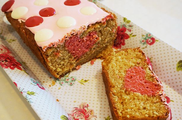 Hidden heart loaf cake