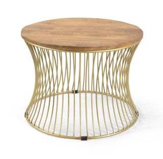 modern drum shaped coffee table with gold legs