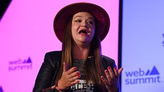 14 November 2023; Brittany Kaiser, Founder, Own Your Data, on Policymaker Stage during day one of Web Summit 2023 at the Altice Arena in Lisbon, Portugal.