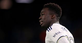 Leeds United's Wilfried Gnonto during the Emirates FA Cup Third Round Replay match between Leeds United and Cardiff City at Elland Road on January 18, 2023 in Leeds, England.
