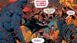 Batman carries Billy Batson through Hell - literally - as Superman withstands one of his only weaknesses in this preview of World's Finest #3