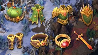 Eight of the Heroes of Might and Magic Olden Era Artefacts.