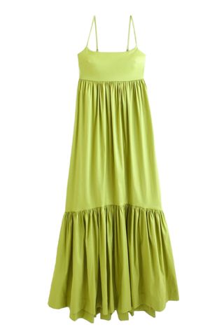 Abercrombie & Fitch green Drama Bow-Back Taffeta Maxi Dress