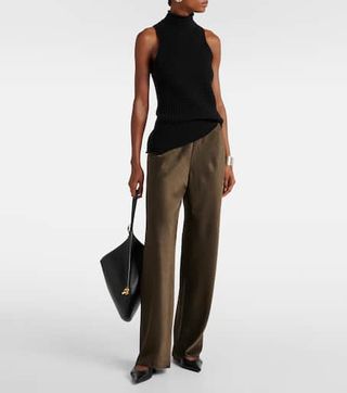 Fluid Satin Straight Pants