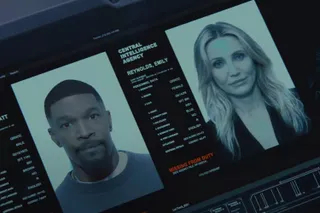 an information screen with text and pictures of two people (jamie foxx and cameron diaz)