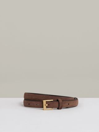 Leather Skinny Belt in Rust