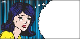Pop art woman crying thought, by timoph. By adding text to the empty thought balloon, this illustration could work well as part of a social media campaign for a youthful brand