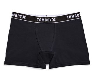 Black gender-neutral period underwear boxer shorts