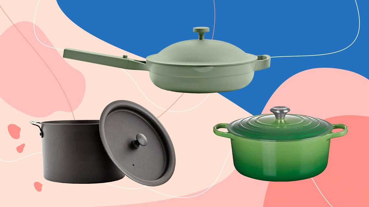 Pots and pans on graphic background