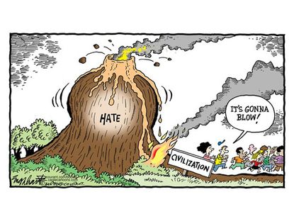 Editorial cartoon hate violence society