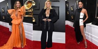 A compilation of three women rocking a sexy look at the 2020 Grammy awards.