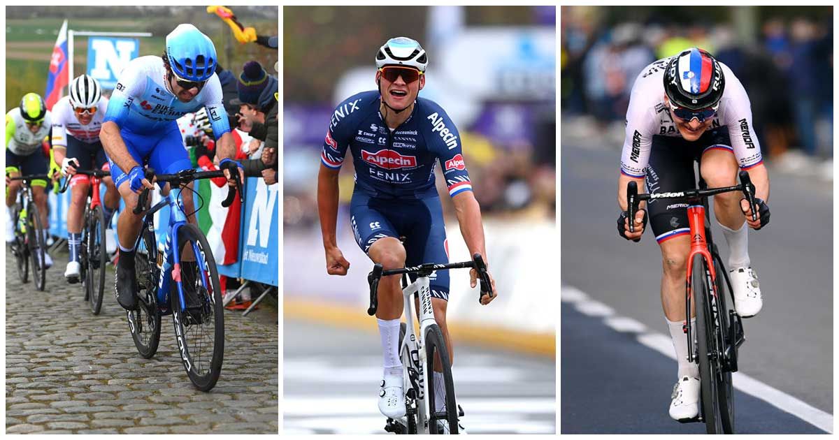 Michael Matthews, Mathieu van der Poel and Matej Mohoric