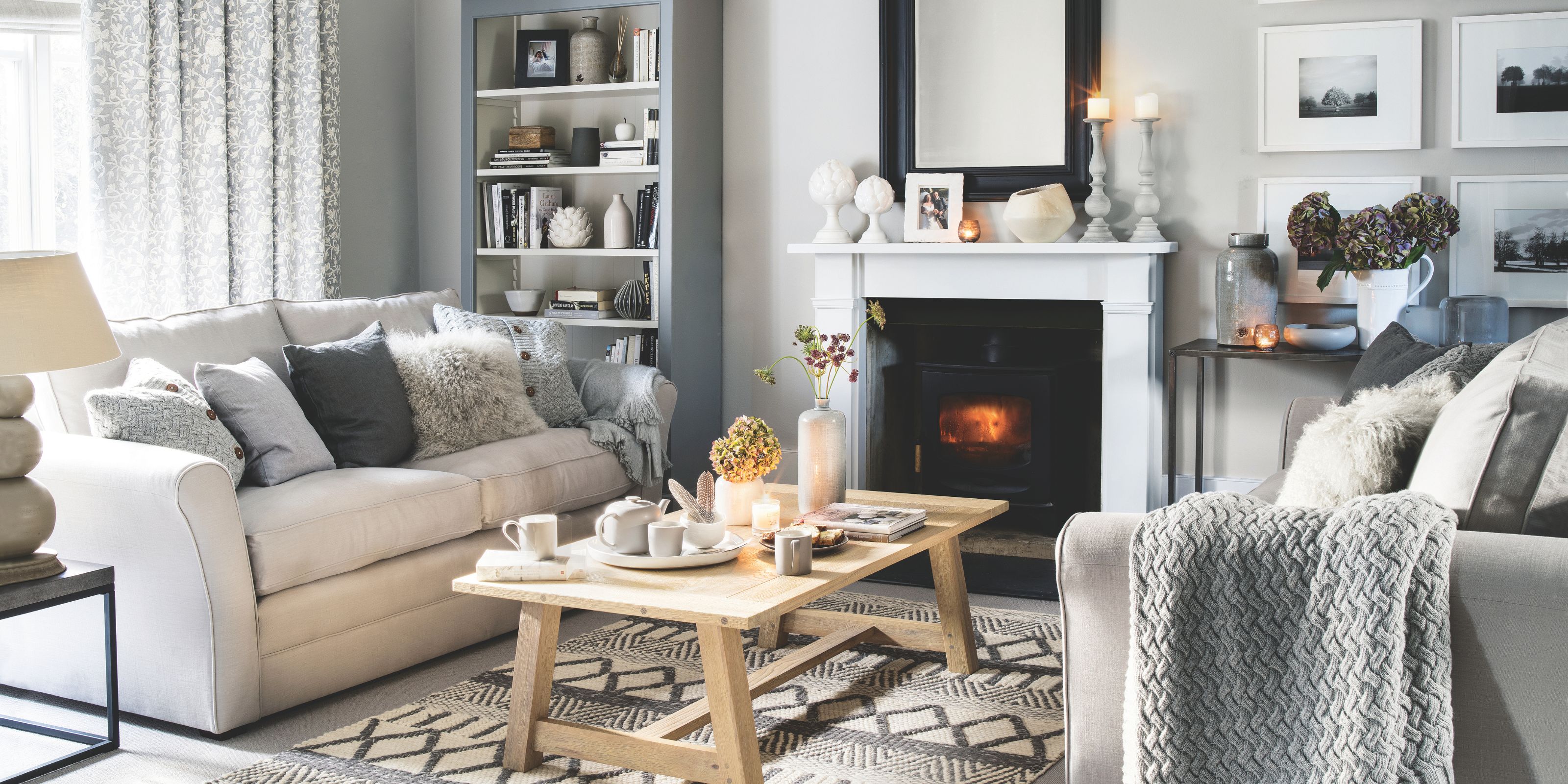 Grey and white living room scheme